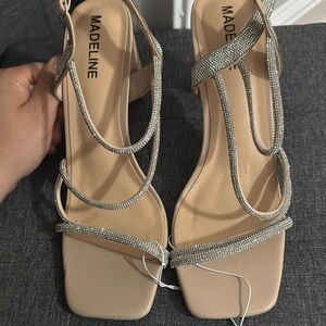 Madeline Silver and Cream Strappy Heels